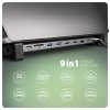 AXAGON HMC-10HLS Wieloportowy hub USB 9in1, 5Gbps, 4x USB-A, HDMI 4K^60Hz, GLAN, SD^microSD, PD 100W, 25cm USB-C kabel